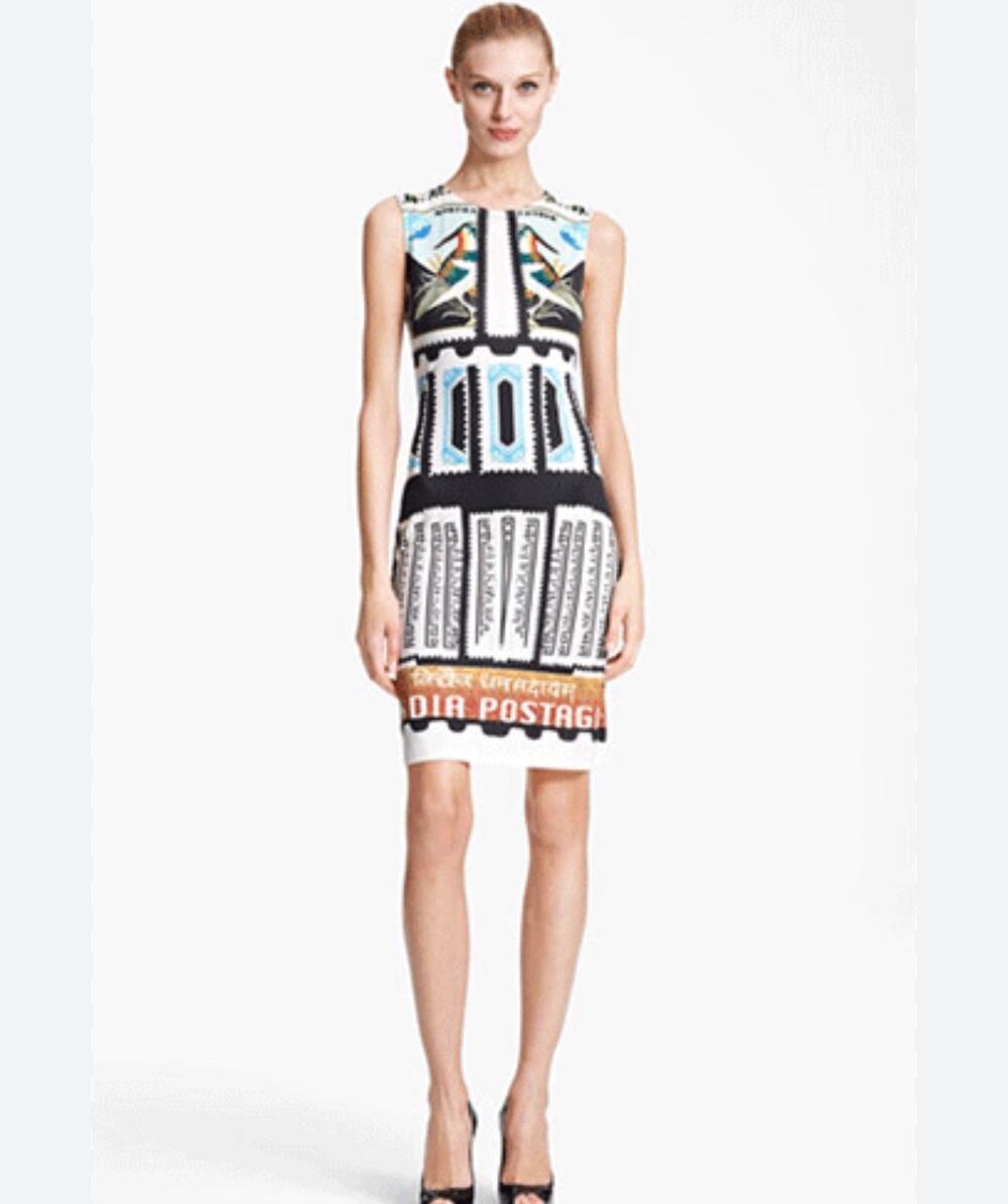 Mary Katrantzou Bird Stamp Print Sheath Dress Medium Rare Collector Worn Once